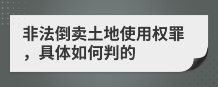 非法倒卖土地使用权罪，具体如何判的