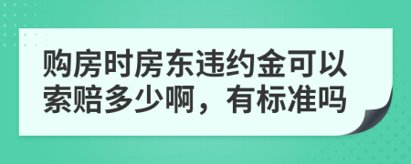 购房时房东违约金可以索赔多少啊，有标准吗