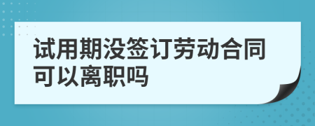 试用期没签订劳动合同可以离职吗