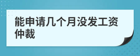 能申请几个月没发工资仲裁