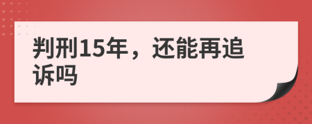 判刑15年，还能再追诉吗