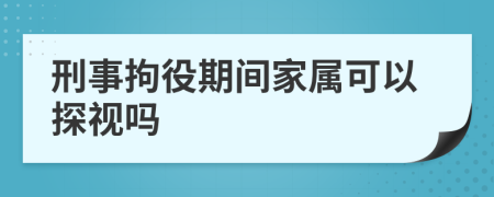 刑事拘役期间家属可以探视吗