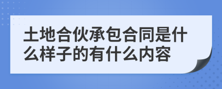 土地合伙承包合同是什么样子的有什么内容