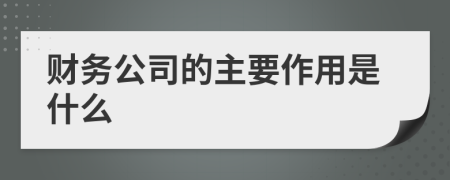 财务公司的主要作用是什么