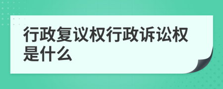 行政复议权行政诉讼权是什么