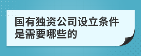 国有独资公司设立条件是需要哪些的