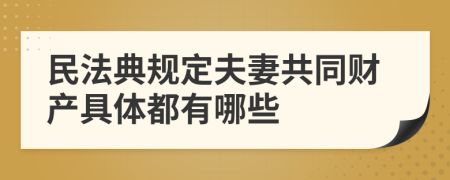 民法典规定夫妻共同财产具体都有哪些