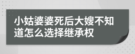 小姑婆婆死后大嫂不知道怎么选择继承权