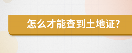 怎么才能查到土地证?