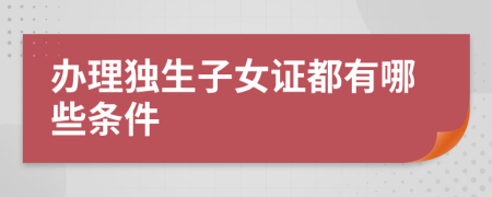 办理独生子女证都有哪些条件