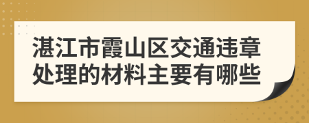 湛江市霞山区交通违章处理的材料主要有哪些