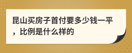 昆山买房子首付要多少钱一平，比例是什么样的