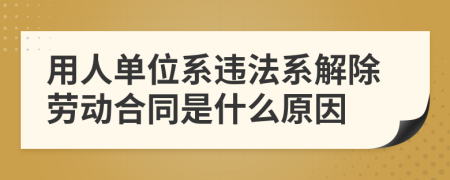 用人单位系违法系解除劳动合同是什么原因