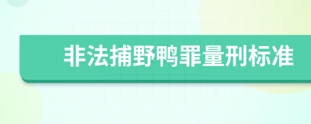 非法捕野鸭罪量刑标准