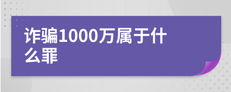 诈骗1000万属于什么罪