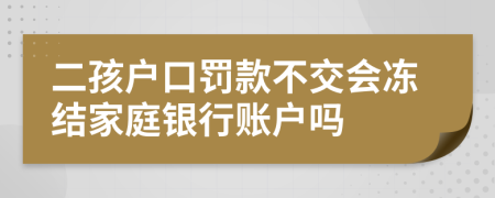 二孩户口罚款不交会冻结家庭银行账户吗