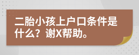 二胎小孩上户口条件是什么？谢X帮助。