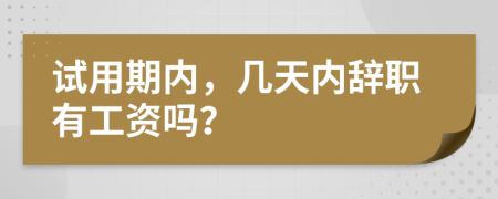 试用期内，几天内辞职有工资吗？