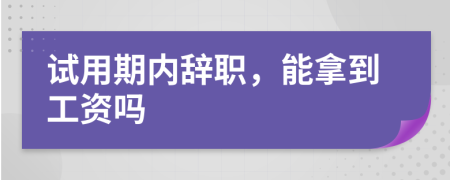 试用期内辞职，能拿到工资吗