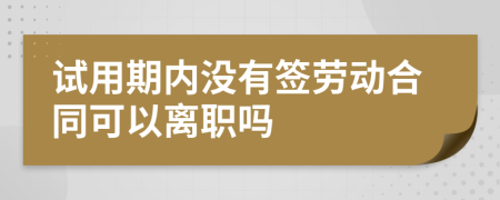 试用期内没有签劳动合同可以离职吗