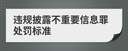 违规披露不重要信息罪处罚标准