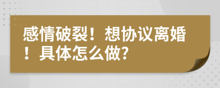 感情破裂！想协议离婚！具体怎么做?