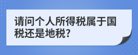 请问个人所得税属于国税还是地税?