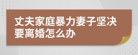 丈夫家庭暴力妻子坚决要离婚怎么办