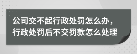 公司交不起行政处罚怎么办，行政处罚后不交罚款怎么处理