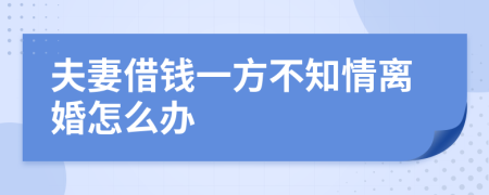 夫妻借钱一方不知情离婚怎么办
