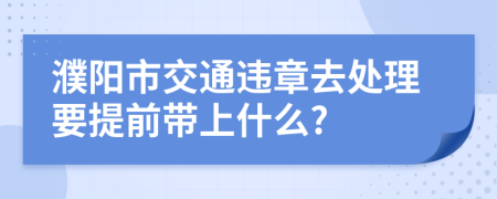 濮阳市交通违章去处理要提前带上什么?