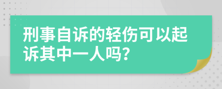 刑事自诉的轻伤可以起诉其中一人吗？