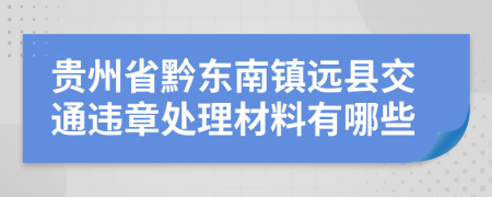 贵州省黔东南镇远县交通违章处理材料有哪些