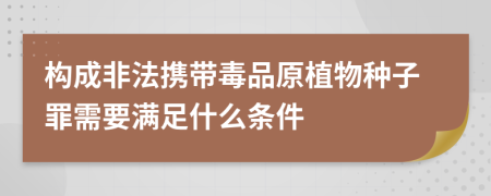 构成非法携带毒品原植物种子罪需要满足什么条件