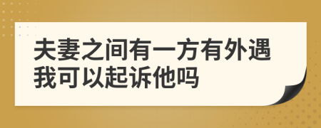 夫妻之间有一方有外遇我可以起诉他吗