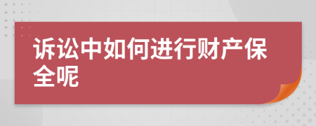 诉讼中如何进行财产保全呢