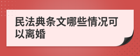 民法典条文哪些情况可以离婚