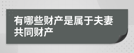 有哪些财产是属于夫妻共同财产