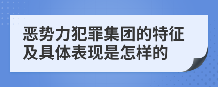 恶势力犯罪集团的特征及具体表现是怎样的