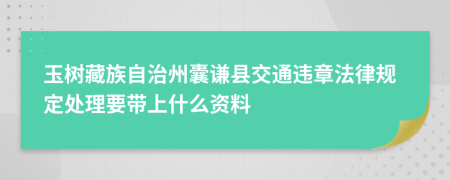 玉树藏族自治州囊谦县交通违章法律规定处理要带上什么资料