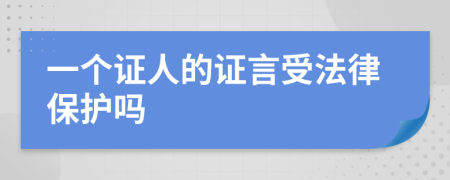 一个证人的证言受法律保护吗