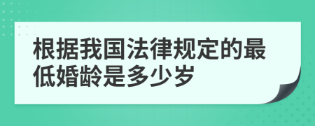 根据我国法律规定的最低婚龄是多少岁