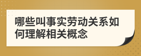 哪些叫事实劳动关系如何理解相关概念