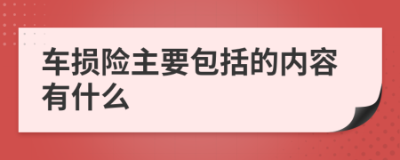 车损险主要包括的内容有什么