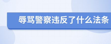 辱骂警察违反了什么法条