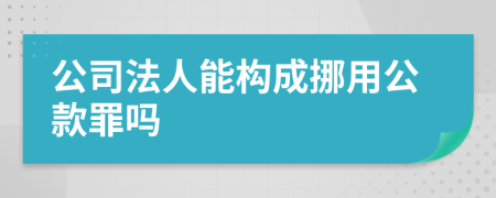 公司法人能构成挪用公款罪吗