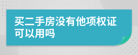 买二手房没有他项权证可以用吗