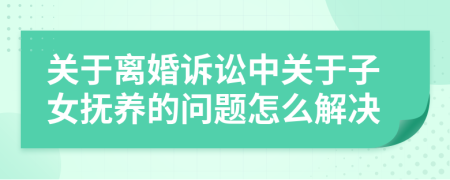 关于离婚诉讼中关于子女抚养的问题怎么解决
