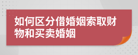 如何区分借婚姻索取财物和买卖婚姻