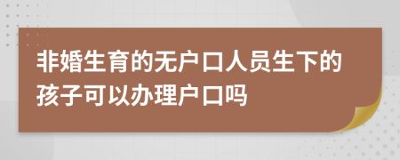 非婚生育的无户口人员生下的孩子可以办理户口吗